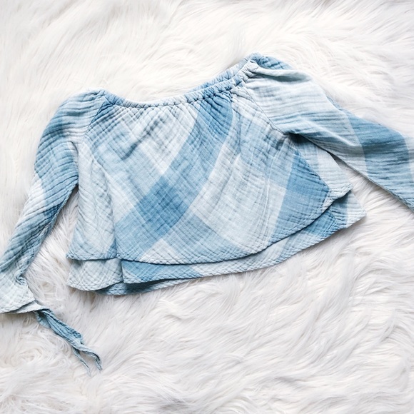 Thread & Supply Tops - Thread & Supply Chambray Off the Shoulder crop top